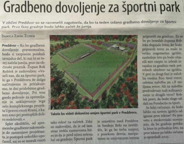 Gradbeno dovoljenje za športni park